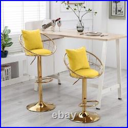 Velvet Bar Chair Set of 2 Pure Gold Plated 360 Degree Rotation