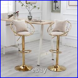 Velvet bar chair, pure gold plated, unique design, 360 degree rotation, set of 2