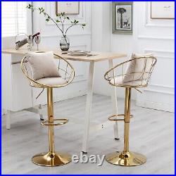 Velvet bar chair, pure gold plated, unique design, 360 degree rotation, set of 2
