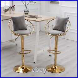 Velvet bar chair pure gold plated unique design 360 degree rotation set of 2 US