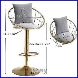 Velvet bar chair pure gold plated unique design 360 degree rotation set of 2 US