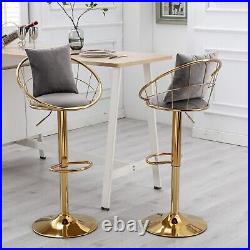 Velvet bar chair pure gold plated unique design 360 degree rotation set of 2 US