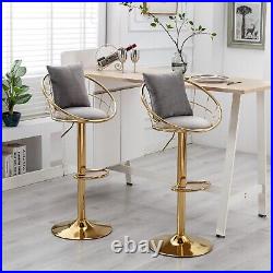 Velvet bar chair pure gold plated unique design 360 degree rotation set of 2 US