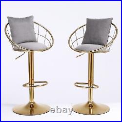 Velvet bar chair pure gold plated unique design 360 degree rotation set of 2 US