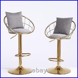 Velvet bar chair pure gold plated unique design 360 degree rotation set of 2 US