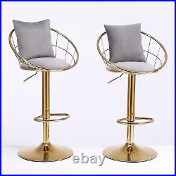 Velvet bar chair pure gold plated unique design 360 degree rotation set of 2 US