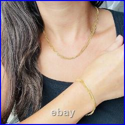 Very Fine Set Solid 18k Gold Multi Strand Chain Necklace And Bracelet