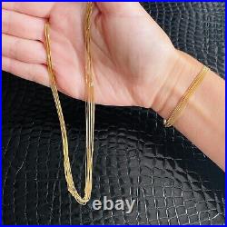 Very Fine Set Solid 18k Gold Multi Strand Chain Necklace And Bracelet