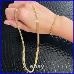 Very Fine Set Solid 18k Gold Multi Strand Chain Necklace And Bracelet