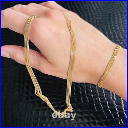 Very Fine Set Solid 18k Gold Multi Strand Chain Necklace And Bracelet