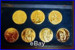 Very Very Rare Set Medals History Of Crete 70 Years Pure Silver Gold Plated