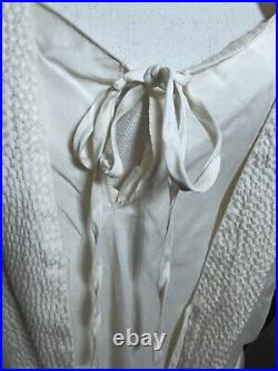 Victoria's Secret Gold Label Ivory 100% Silk Robe Slip Nightgown Set Sz S/M Y2K