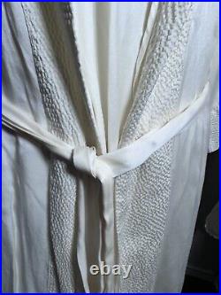 Victoria's Secret Gold Label Ivory 100% Silk Robe Slip Nightgown Set Sz S/M Y2K