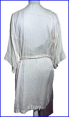 Victoria's Secret Gold Label Ivory 100% Silk Robe Slip Nightgown Set Sz S/M Y2K