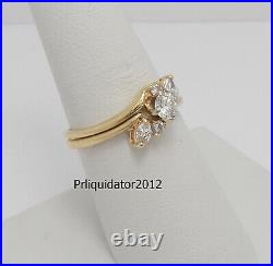 Vinatage 1/2CT Diamond Engagement Wedding Ring Bridal Set 14K Yellow Gold Band