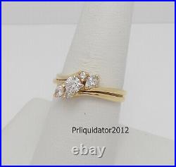 Vinatage 1/2CT Diamond Engagement Wedding Ring Bridal Set 14K Yellow Gold Band