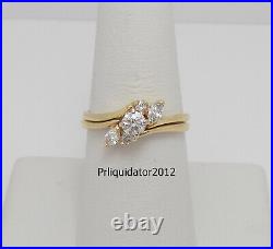 Vinatage 1/2CT Diamond Engagement Wedding Ring Bridal Set 14K Yellow Gold Band