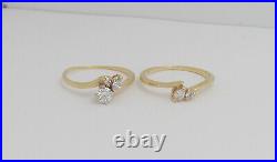 Vinatage 1/2CT Diamond Engagement Wedding Ring Bridal Set 14K Yellow Gold Band