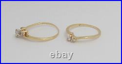 Vinatage 1/2CT Diamond Engagement Wedding Ring Bridal Set 14K Yellow Gold Band