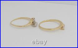 Vinatage 1/2CT Diamond Engagement Wedding Ring Bridal Set 14K Yellow Gold Band