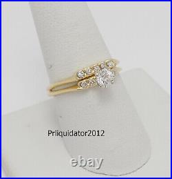 Vintage 1/2CT Diamond Anniversary Wedding Ring Bridal Set 14K Yellow Gold