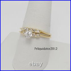 Vintage 1/2CT Diamond Anniversary Wedding Ring Bridal Set 14K Yellow Gold