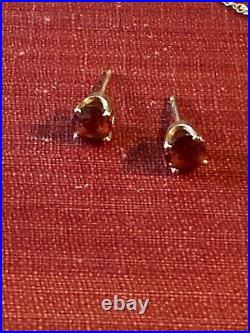 Vintage 14K Solid Gold Garnet Earrings and Pendant Necklace Set