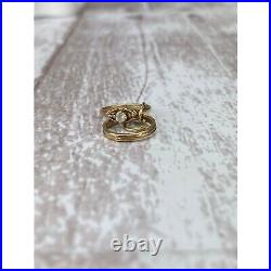 Vintage 14k solid yellow gold Wedding Engagement Ring set Charm or pendant