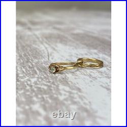 Vintage 14k solid yellow gold Wedding Engagement Ring set Charm or pendant