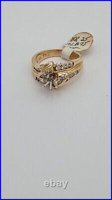 Vintage 14kt Pure Gold Wedding ring setting 1ct of Diamonds Never worn 6 prongs