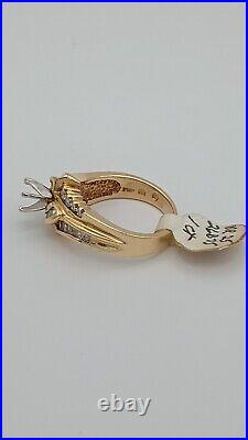 Vintage 14kt Pure Gold Wedding ring setting 1ct of Diamonds Never worn 6 prongs