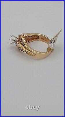 Vintage 14kt Pure Gold Wedding ring setting 1ct of Diamonds Never worn 6 prongs