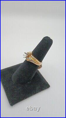 Vintage 14kt Pure Gold Wedding ring setting 1ct of Diamonds Never worn 6 prongs