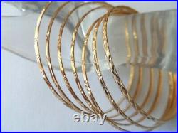 Vintage 18k solid Yellow Gold 750 Seminario set of 7 Bangle Bracelets 7-day