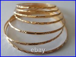 Vintage 18k solid Yellow Gold 750 Seminario set of 7 Bangle Bracelets 7-day