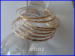 Vintage 18k solid Yellow Gold 750 Seminario set of 7 Bangle Bracelets 7-day