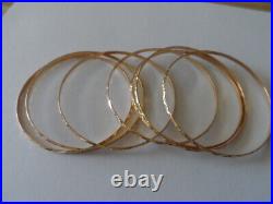 Vintage 18k solid Yellow Gold 750 Seminario set of 7 Bangle Bracelets 7-day