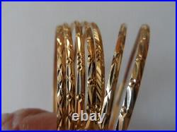 Vintage 18k solid Yellow Gold 750 Seminario set of 7 Bangle Bracelets 7-day