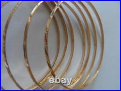 Vintage 18k solid Yellow Gold 750 Seminario set of 7 Bangle Bracelets 7-day