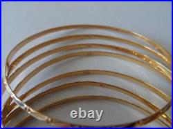 Vintage 18k solid Yellow Gold 750 Seminario set of 7 Bangle Bracelets 7-day