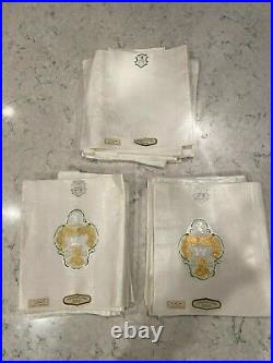 Vintage 1930s Double Damask Pure Irish Linen Napkin Set of 38 (NOS) 18x18