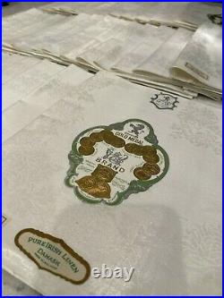 Vintage 1930s Double Damask Pure Irish Linen Napkin Set of 38 (NOS) 18x18