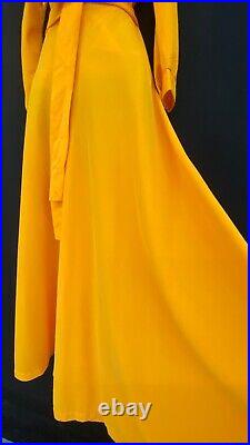 Vintage 1970s gold pantsuit set, yellow bodysuit blouse palazzo wide leg pants L