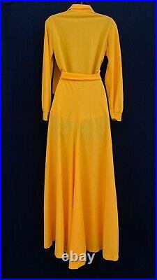 Vintage 1970s gold pantsuit set, yellow bodysuit blouse palazzo wide leg pants L