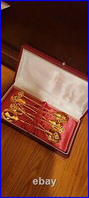 Vintage/Antique Genuine- Gold-Plated 6-spoon set Perfect condtion Never used