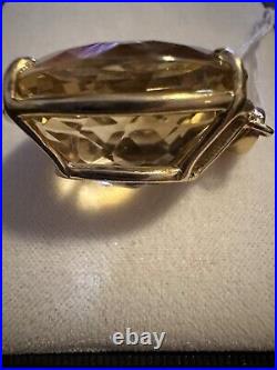 Vintage Aprox. 68 Carat Citrine Set In Solid 14k Yellow Gold Solid Wire Basket