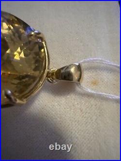 Vintage Aprox. 68 Carat Citrine Set In Solid 14k Yellow Gold Solid Wire Basket