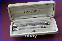 Vintage GOLD STARRY Set (Fountain + pencil) Sterling silver Boxed and perfect