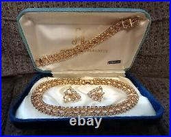 Vintage JoAnne Jewels of Elegance 24k Gold Plated Jewelry 3pc Set In Box