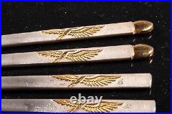 Vintage Korean 99% Pure Silver Spoon and Chopstick with 24K gold Inlaid 2 sets
